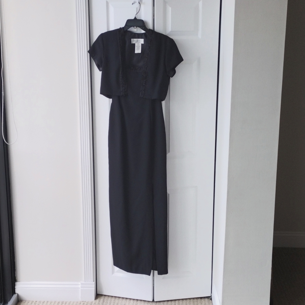 JR Nites By Caliendo Elegant Black Dress with Bolero Jacket Size 6